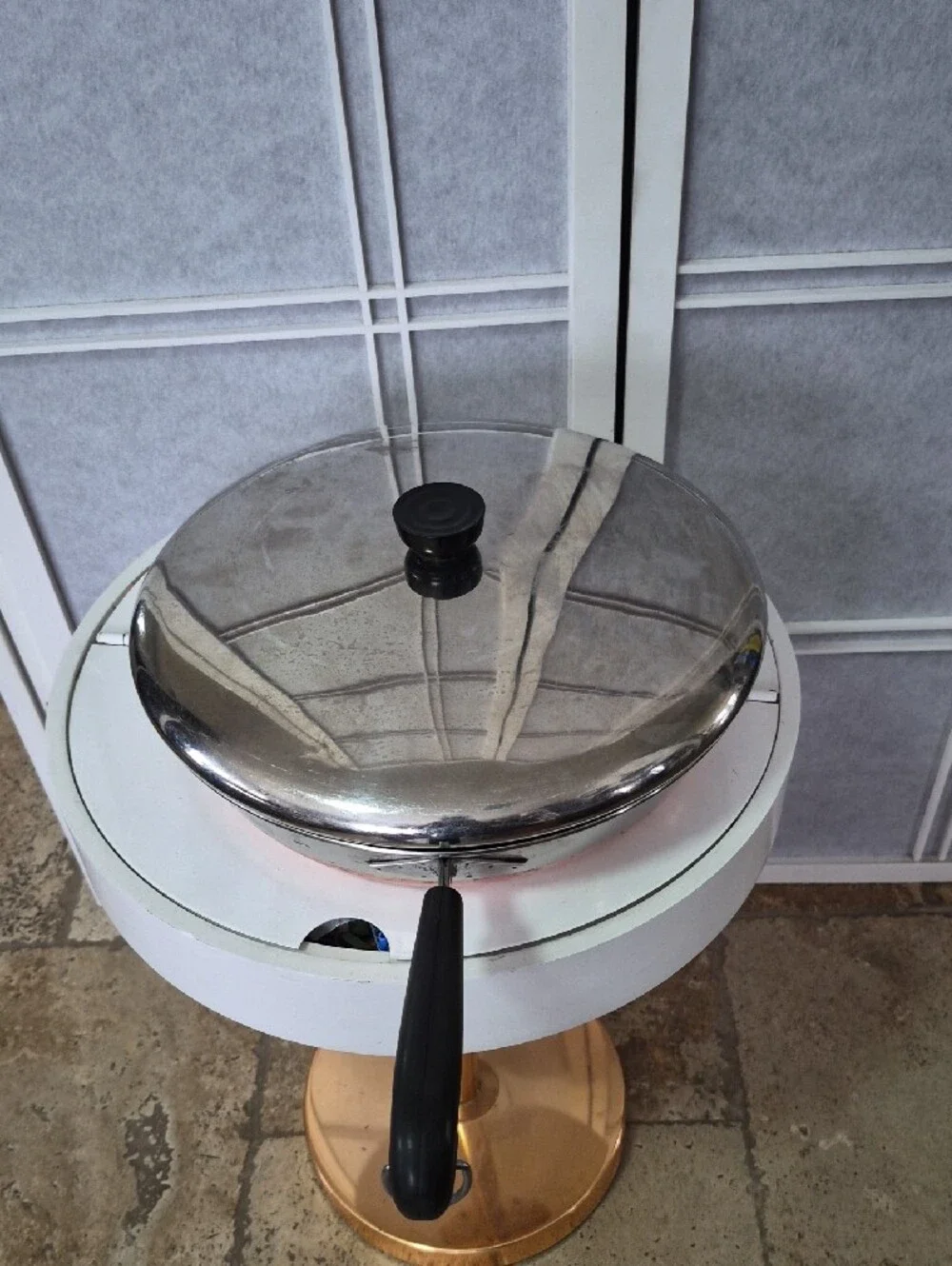 Vintqge Recere Ware Copper Bottom 12 Inch Feying Pan With Lid